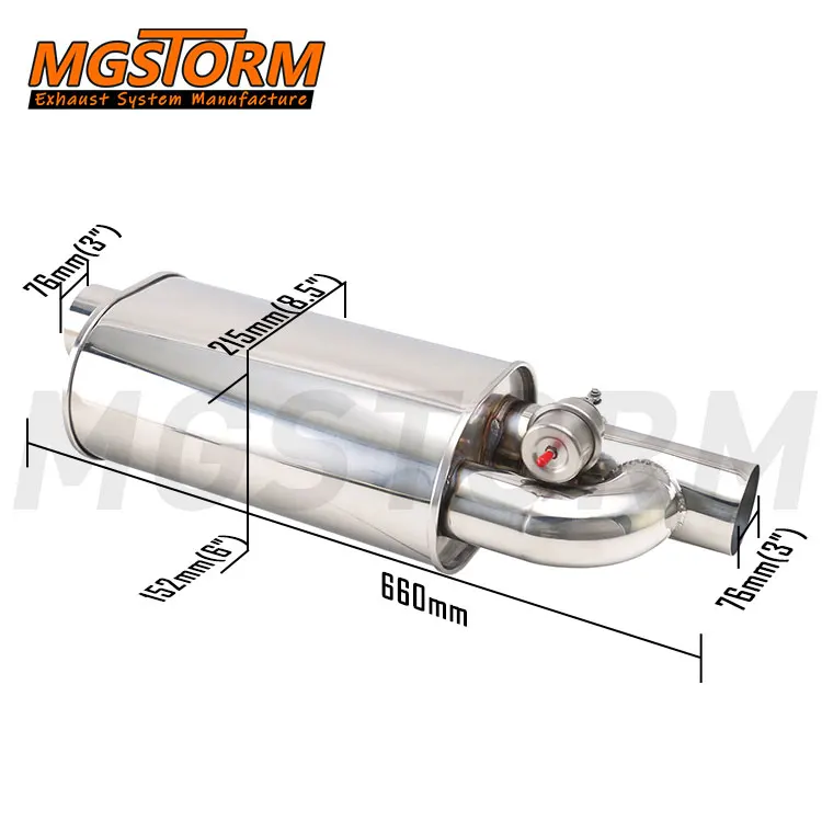 Valvetronic Diameter 76mm Inlet Outlet 215x152mm Oval Body 660mm Overall Length Exhaust Valve Muffler Vacuum Pump Control Set