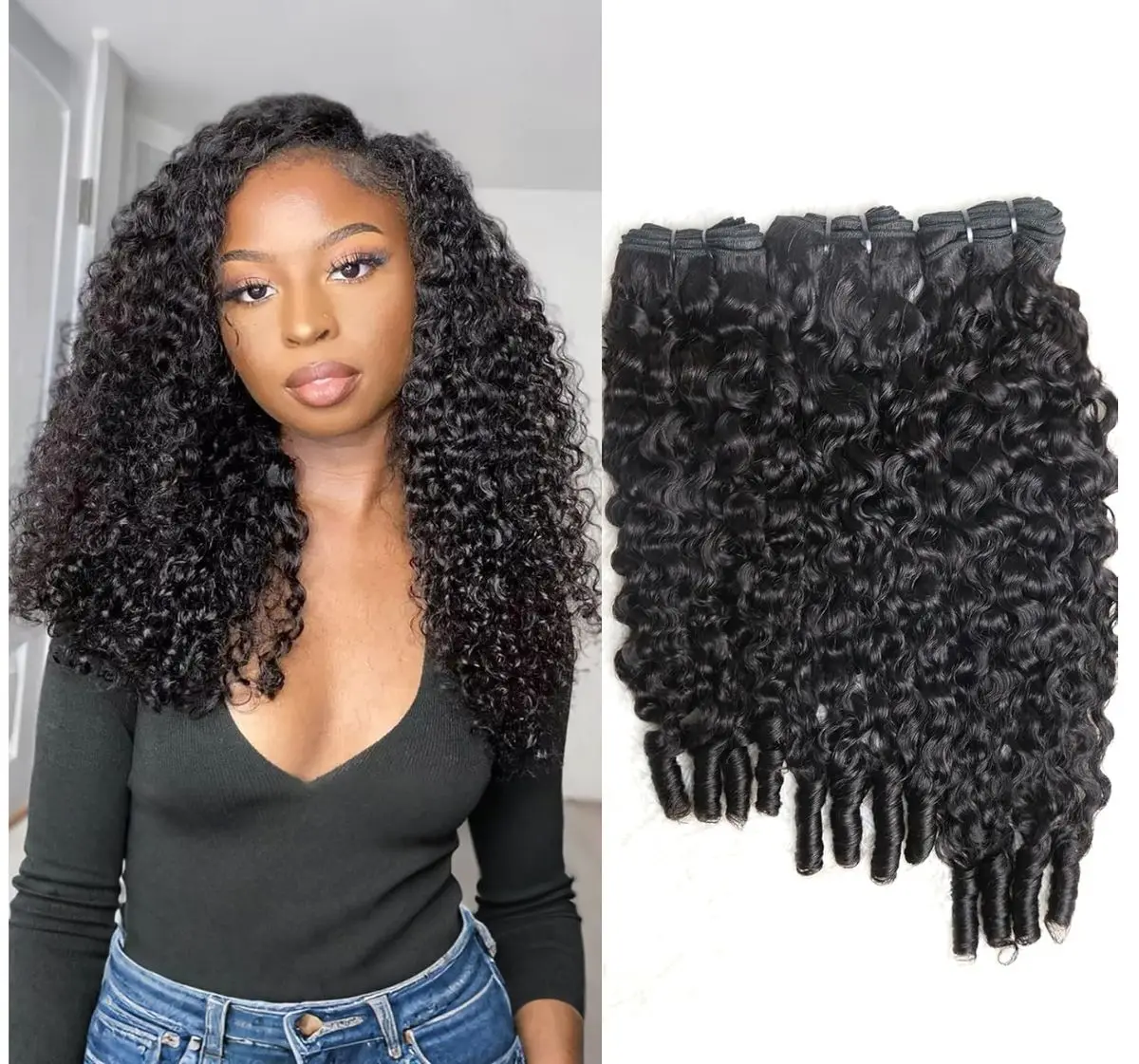 Sleek BURMESE CURLY Human Hair Bundles For Women 30 Inch Natural Black Single  Burmes Curl Human Hair Bundles