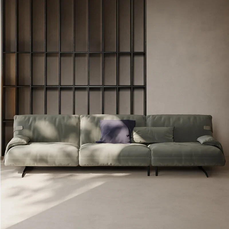 Light Luxury Frosted Fabric Sofa Living Room Straight Row Sofa Modern Minimalist Large and Small Apartment Type Silent Style