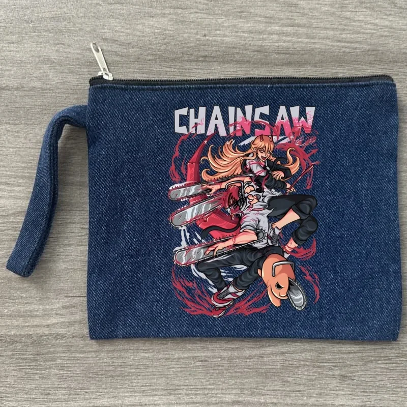

Chainsaw Man Manga Anime Darkness Devil Pochita Makima Hayakawa Aki Canvas Pouch Slogan Canvas Bag Funny Denim Cosmetic Zipped