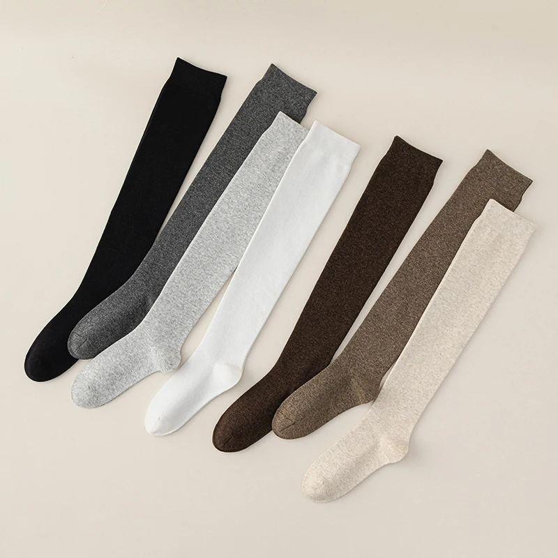 Frauen Socken Hohe Qualität Neue Herbst Mode Plain Knie Socken Koreanischen Stil Lange Einfache Klassische Über Knie Damen Strümpfe Baumwolle