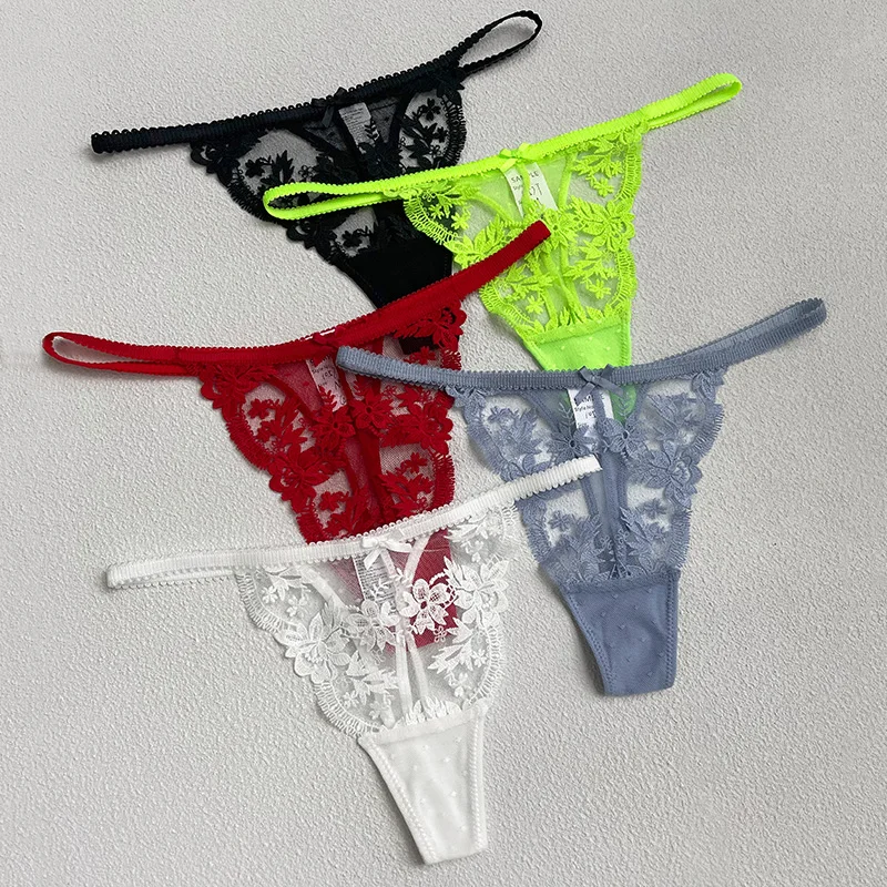 Lace Panties Sexy Thong Women Underwear Briefs Breathable G String Seamless Low Waist Hollow Out Underpants Size S-XL