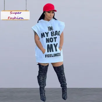 ノースリーブパーカー,プラスサイズの婦人服,セクシーなスポーツストリートウェア,ルーズミニドレス,卸売り,XL-5XL,夏,2022