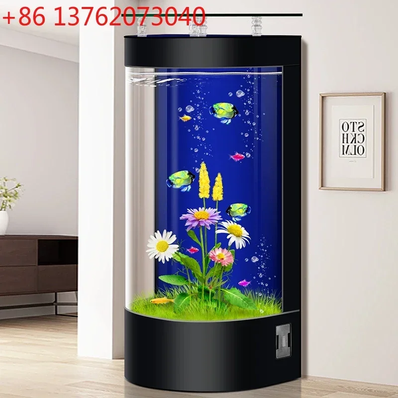 Semicircular small ecological circulation large glass aquarium one-click drainage