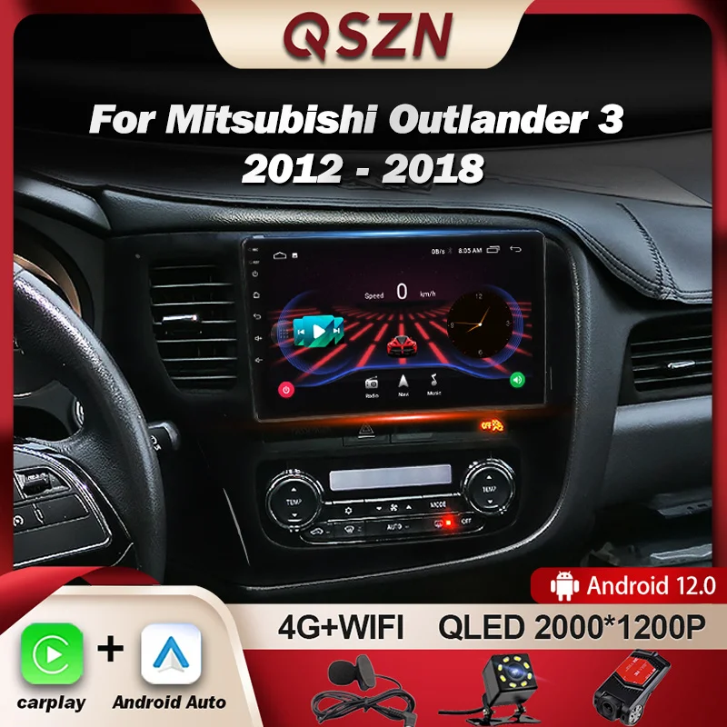 

QSZN For Mitsubishi Outlander 3 GF0W GG0W 2012 - 2018 Car Radio Multimedia Video Player GPS Carplay Android 12 Autoradio 2K QLED