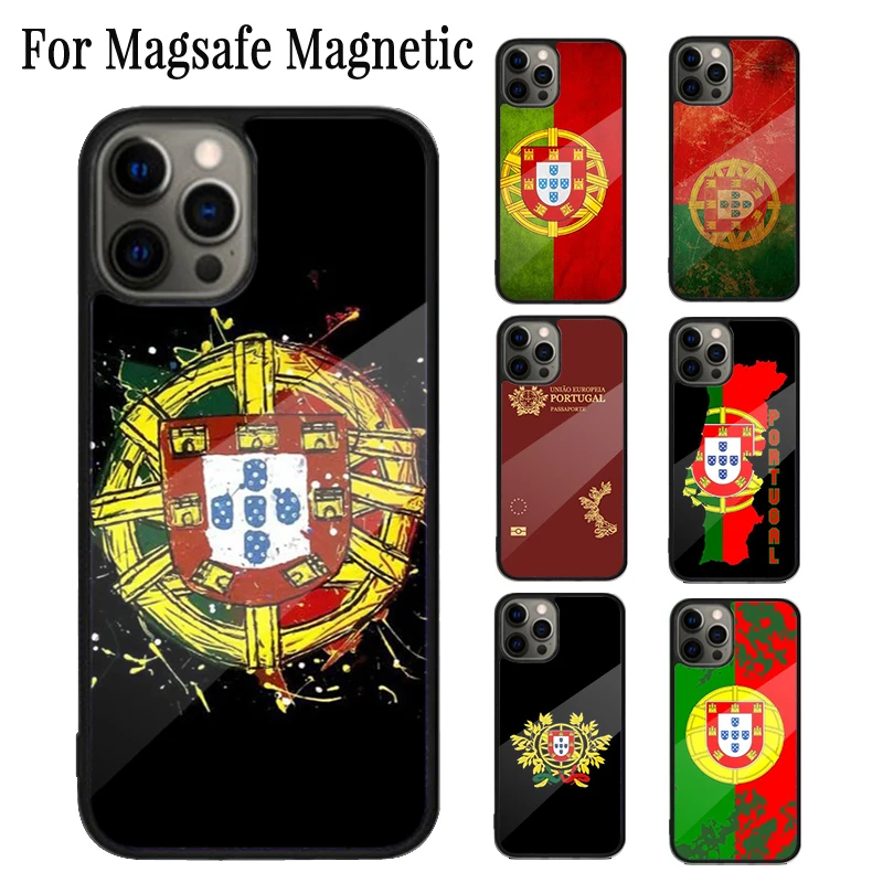 Portugal National Flag Magnetic Phone Case Coque For iPhone 16 15 14 Plus 13 12 Mini 11 Pro Max Magsafe Wireless Charging Cover