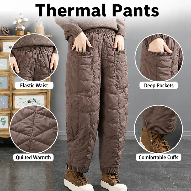 M-4XL New Women Winter Cotton Pants Retro Thicked Thermal Quilted Cotton Trousers Middle Aged Elderly Mama Warm Pants