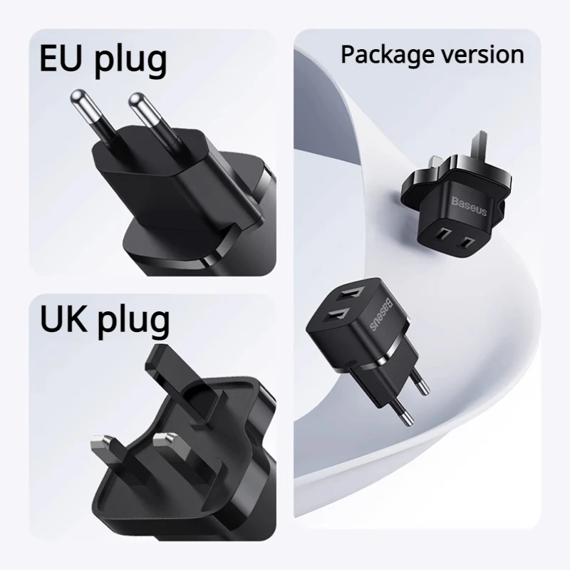 Baseus EU Conversion Plug UK Socket Conversion Plugs Power Converter Portable Charger Flame Retardant for Travel Study Abroad