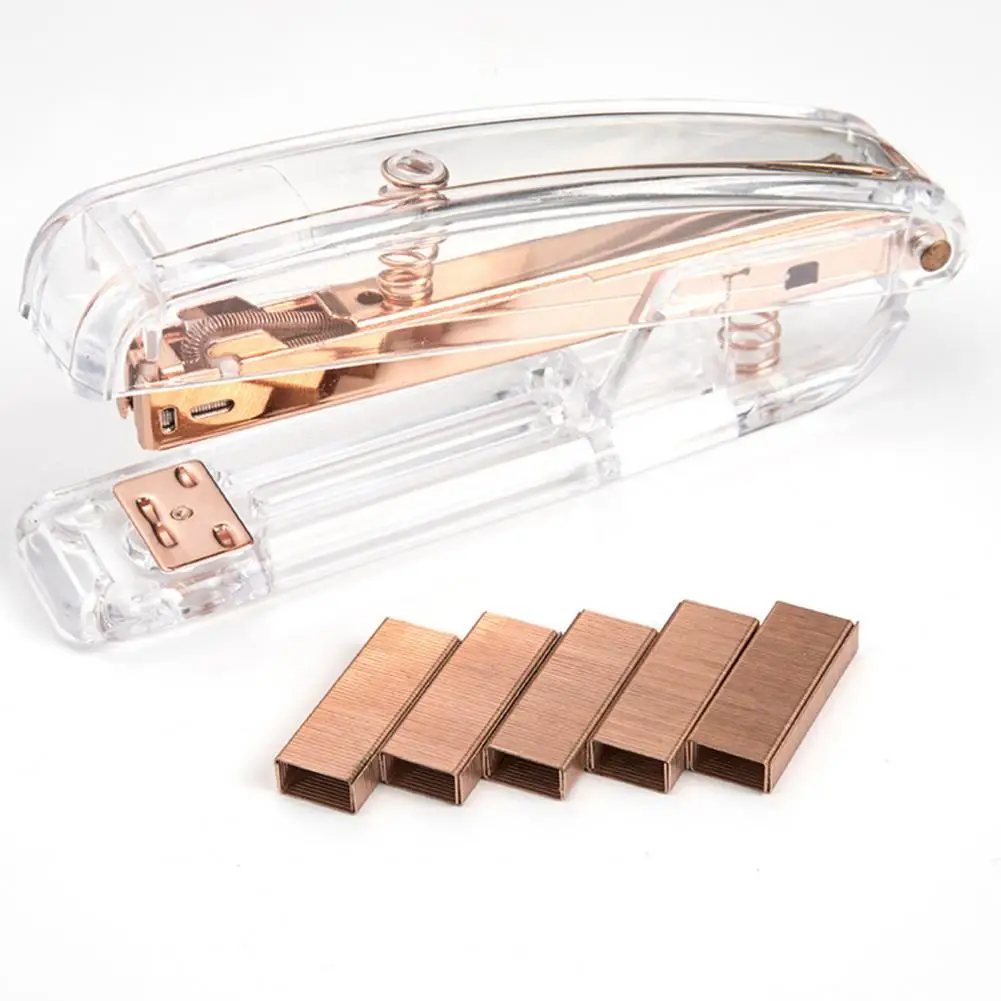 A4 Paper Stapler Lever-action Stapler Heavy Duty Transparent Desktop Stapler with Anti-slip Base Labor-saving for School