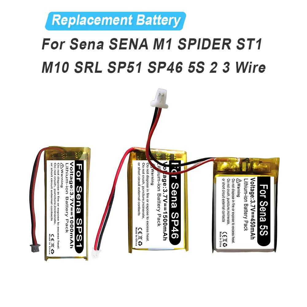 Replacement Battery For Sena M1 SPIDER ST1 M10 SRL SP51 SP46 5S 2 3 Wire Bluetooth Helmet Headphone