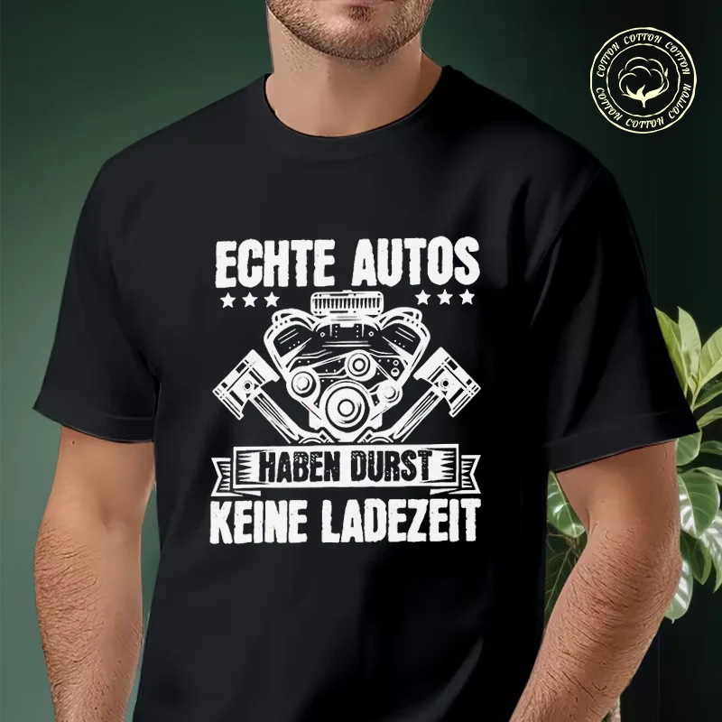 

2026 Men Cotton Casual T-shirts Car Pattern Featuring German Car Engine Design Moto Tee Men s Summer Cycling Sportswear Tops