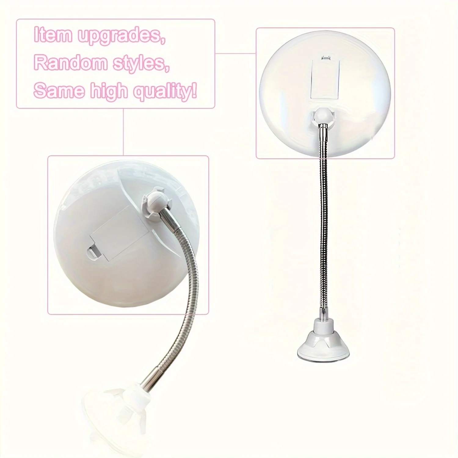 Flexible 10X Magnifying Suction Mirror, LED Lighted Vanity Mirror, Power Locking Suction Cup With Day Light And  Degree Swivel, 
