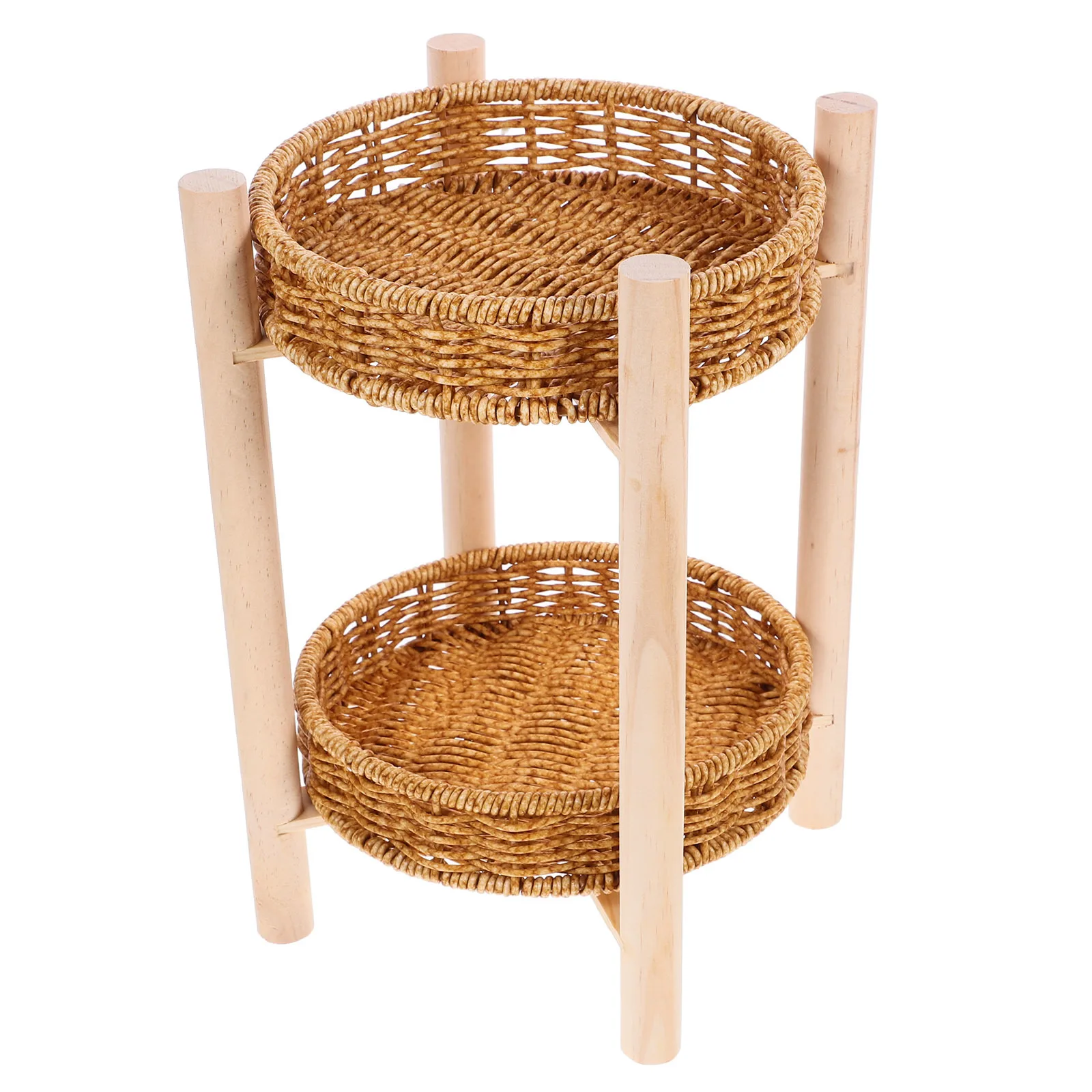 

1Set Double Layer Fruit Tray Multi-Function Storage Organizer for Snacks Cosmetics Office School Home Decorative Basket