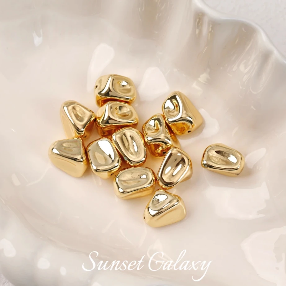 Gold-Plated Cross-Section Bead Separators and Loose Beads for Handmade DIY Beaded Bracelets and Necklaces