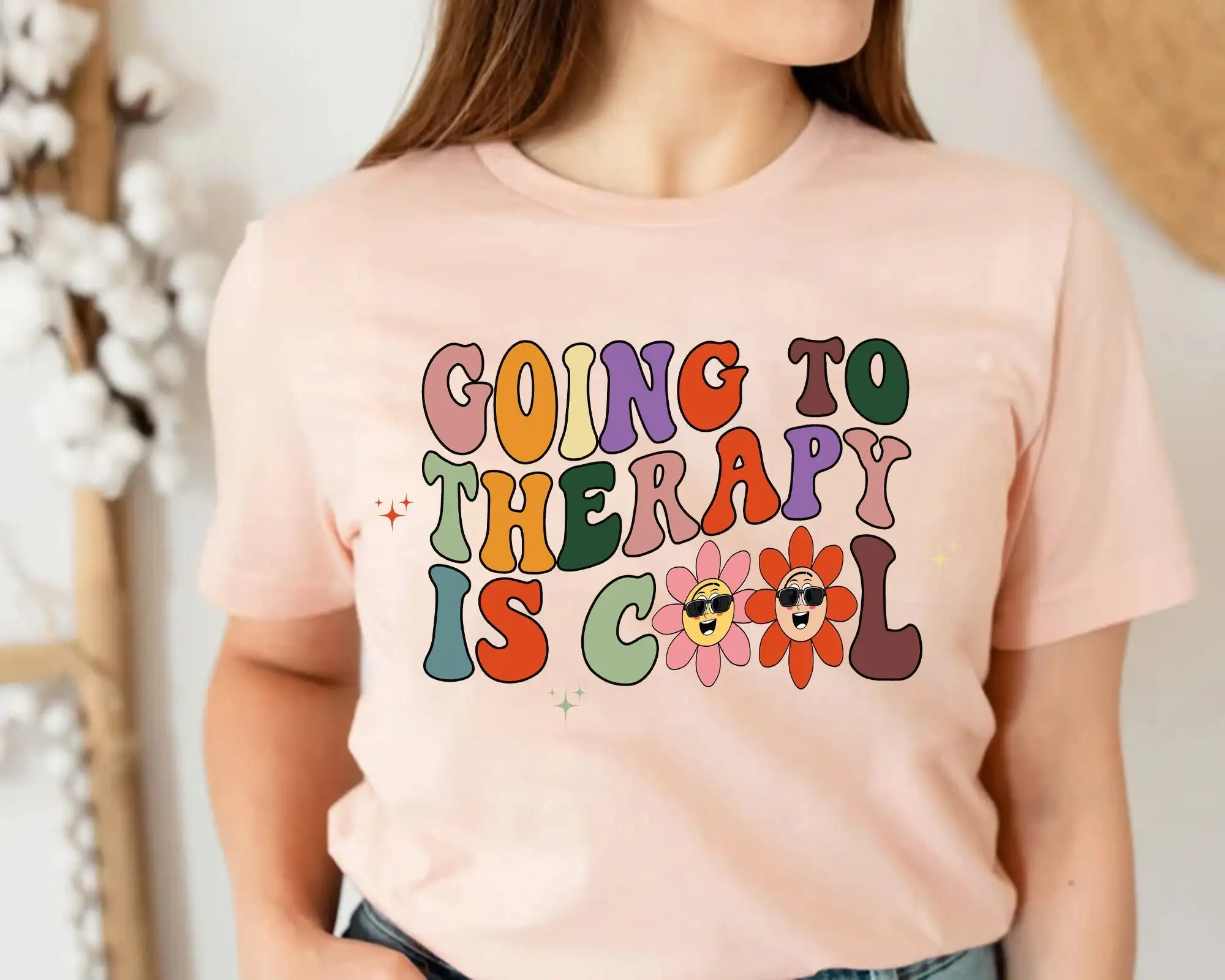 Zur Therapie gehen ist coole psychische Gesundheit T-Shirt Angst ästhetische Kleidung Therapeut Retro Indie Kleidung