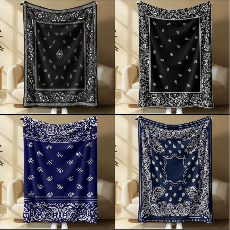 Bohemian Style Boho Bandana Sofa Blankets for Beds Super Soft Warm Blanket Cover Flannel Throw Blanket Flannel Blanket Home Gift