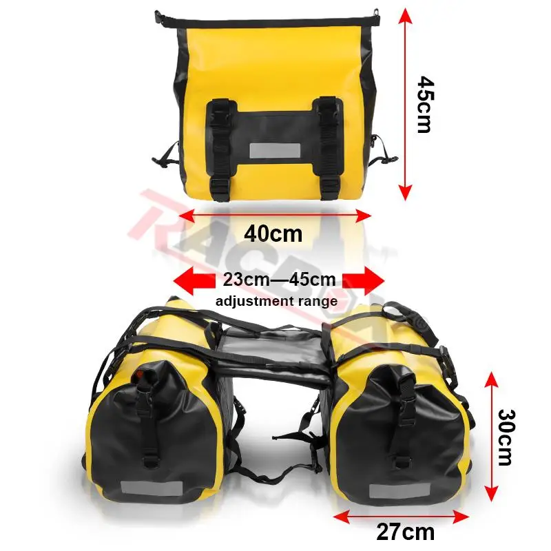 Large Capacity Motorcycle Travel Luggage Bag Motorbike Side Duffel Saddlebag 60L 30L PVC Outdoor Camper Pouch Waterproof Yellow