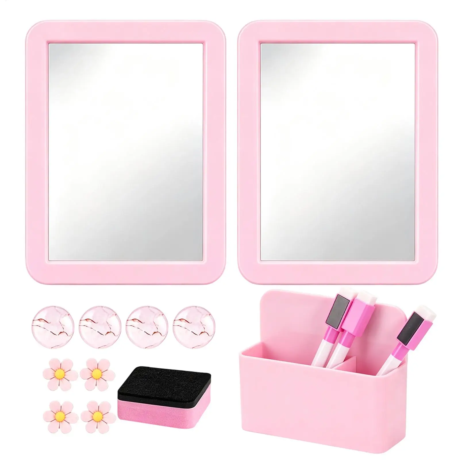 15-Piece Pink Cute Dry Erase Board School Supplies School Locker Mirror Board Magnets Back To School Party Office Supplies