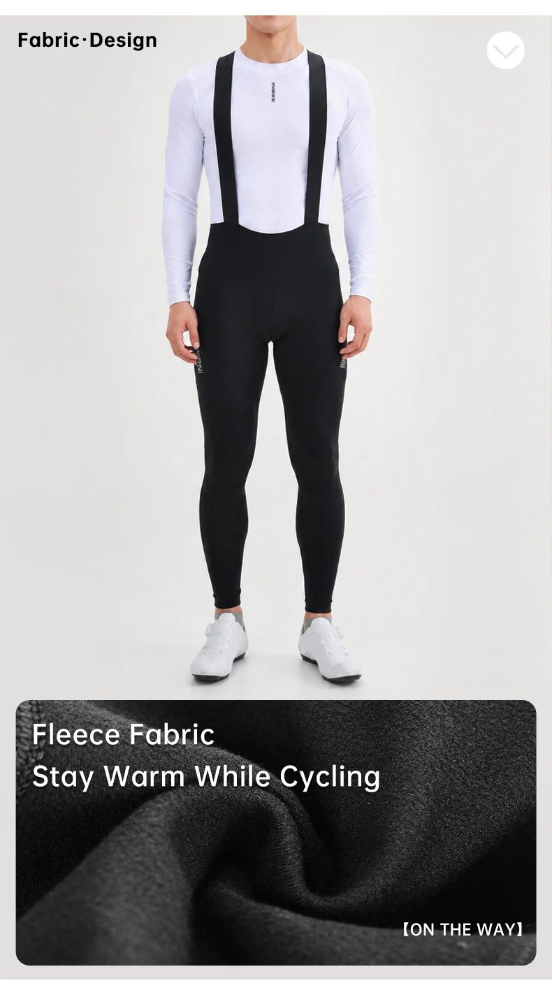 INBIKE Radsport-Fleece-Latzhose für Herren, Herbst-Winter, warme Radsport-Latzhose, thermische winddichte Fahrradhose, Fahrrad-Reithose – Detail 6