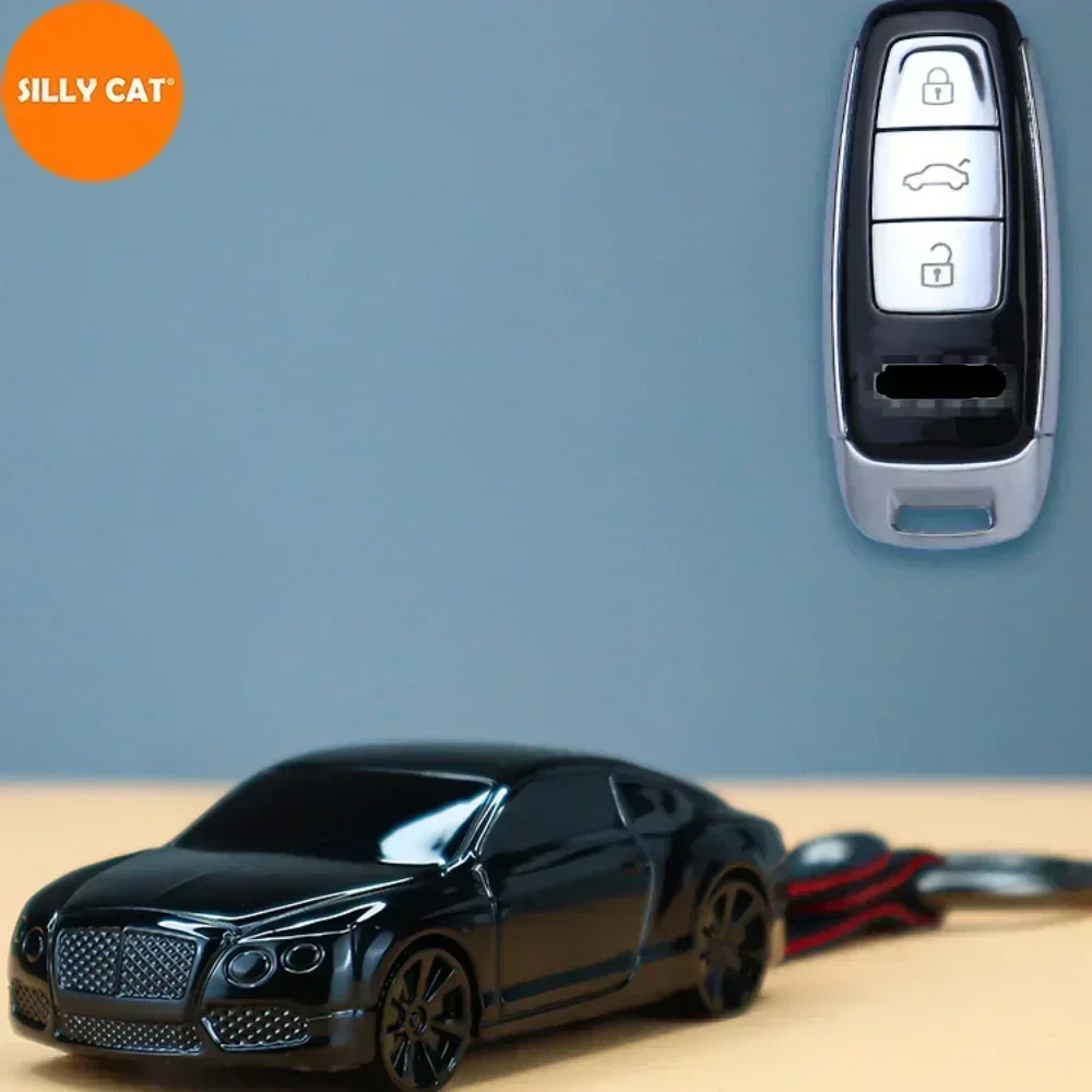 Car Shape Model Car Key Case Cover Fob Suit For Audi 2018-up A3 A6 A7 A8 E-Tron Q7 Q8 RS6 RS7 S3 S6 S7 Smart Remote Key Glove