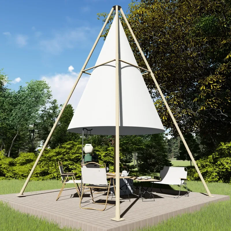 Outdoor Camping Lantern Tent Waterproof Cone Pyramid Canopy for Park Restaurant Steel Structure Shelter
