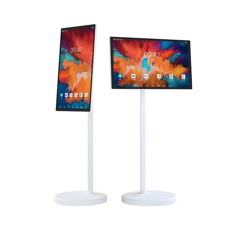 Monitor Portátil Inalámbrico Interactivo Recargable con Android 13 de 21.5/27/32 Pulgadas, Pantalla LCD con Retroiluminación Blanca, Smart TV con Ruedas