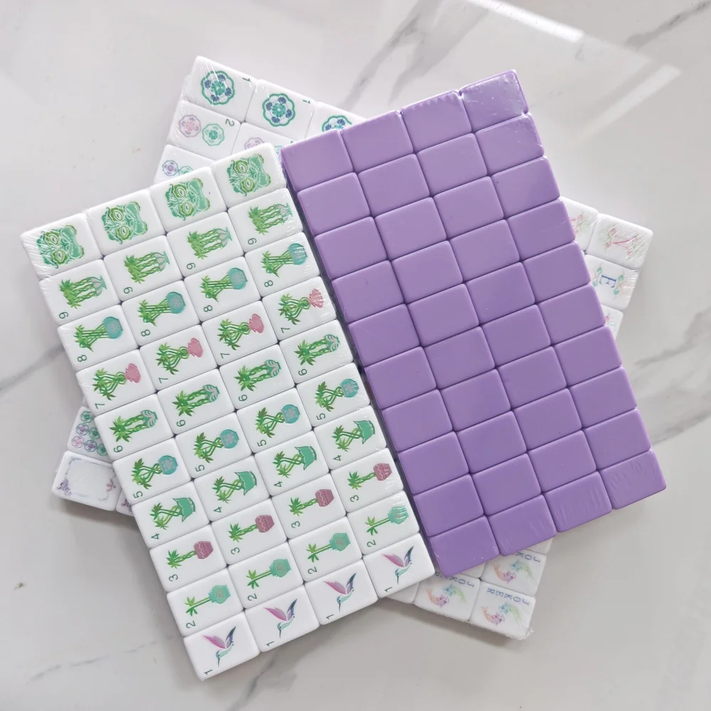Portable American Mahjong Game Set, OMHJGO Light Purple 4-Layer Acrylic Engraved Mah Jongg Tiles for Entertainment & Gifting view 4