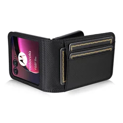 For Motorola Razr 40 Ultra Case Cover Carbon Fiber Wallet Leather Flip Multi-card slot Cover For Moto Razr+ Plus 2023 Phone Case