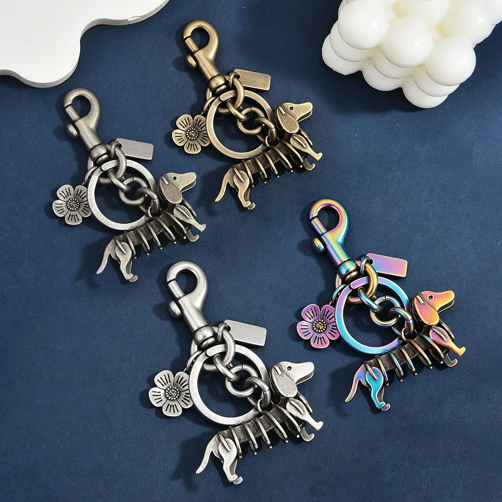 Colorful Metal Dachshund Keychain – Skeleton Design Car Key Holder, Fashion Accessory for iPhone, Samsung, Huawei, Xiaomi,