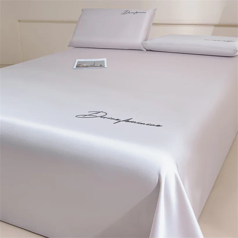 Silky 100% Lyocell Home Bed Linen Sheets Flat Sheet for Single Double Queen King Bed Premium Soft Cooling Eucalyptus Top Sheet