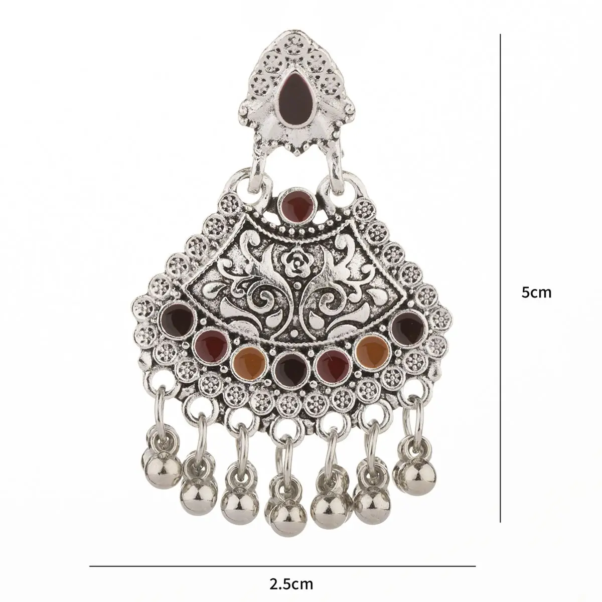 Ethnic Antique Silver Color Earring Tibetan Geometric Carving Drop Earrings for Women Vintage Beads Hanging Ear rings Jewelry