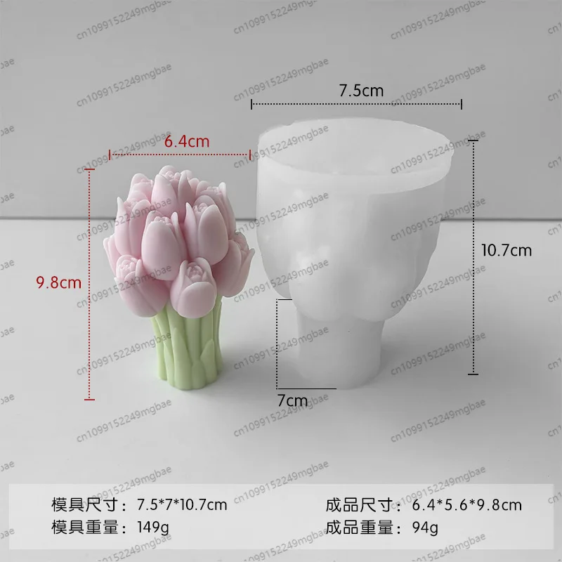 Tulip bouquet scented candle silicone mold flower mold handmade DIY plaster glue ornament