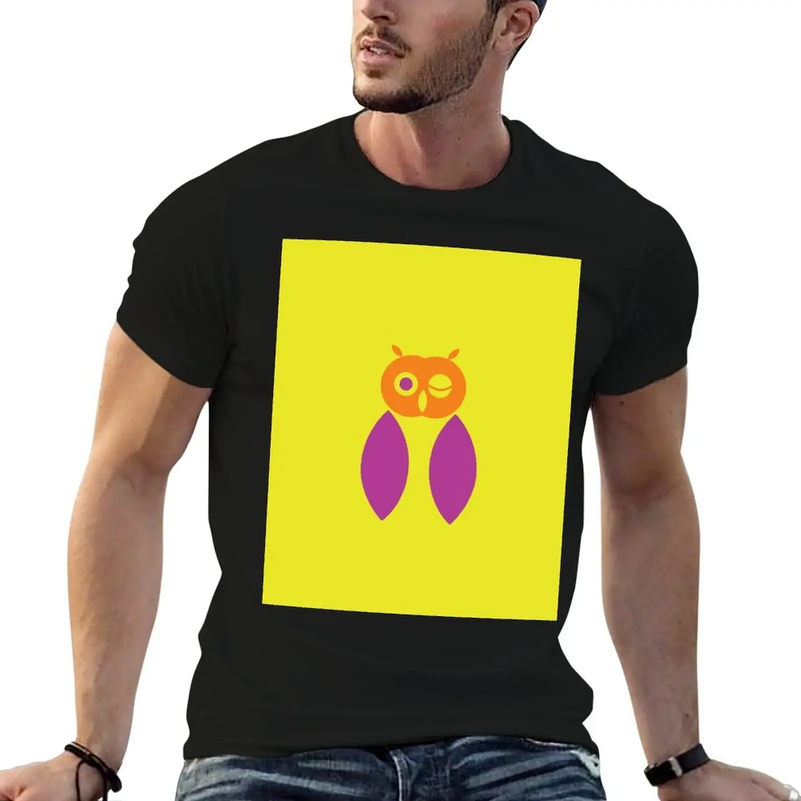 

Winking Owl in orange, pink, yellow T-Shirt shirts graphic man clothes vintage t shirts mens graphic t-shirts big and tall