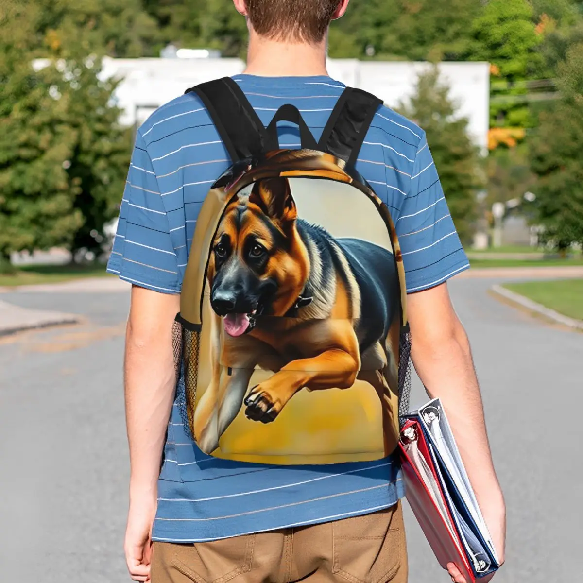 German Shepherd Oil Painting Backpack Student BookBag Kids School Bag Computer Shoulder Bags for Men Women