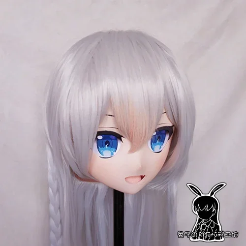 (Rabbit 18) Resin Crossdress Pretty Girl 3/4 Head BJD Doll Mask Cartoon Anime vtuber Cosplay Kigurumi Mask Crossdresser