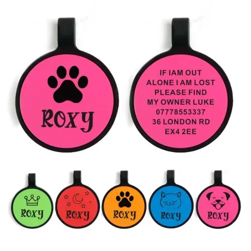 Personalised Dog Tag Custom Engraved ID Silicone Tag for Pet Cat Dog Name Collar