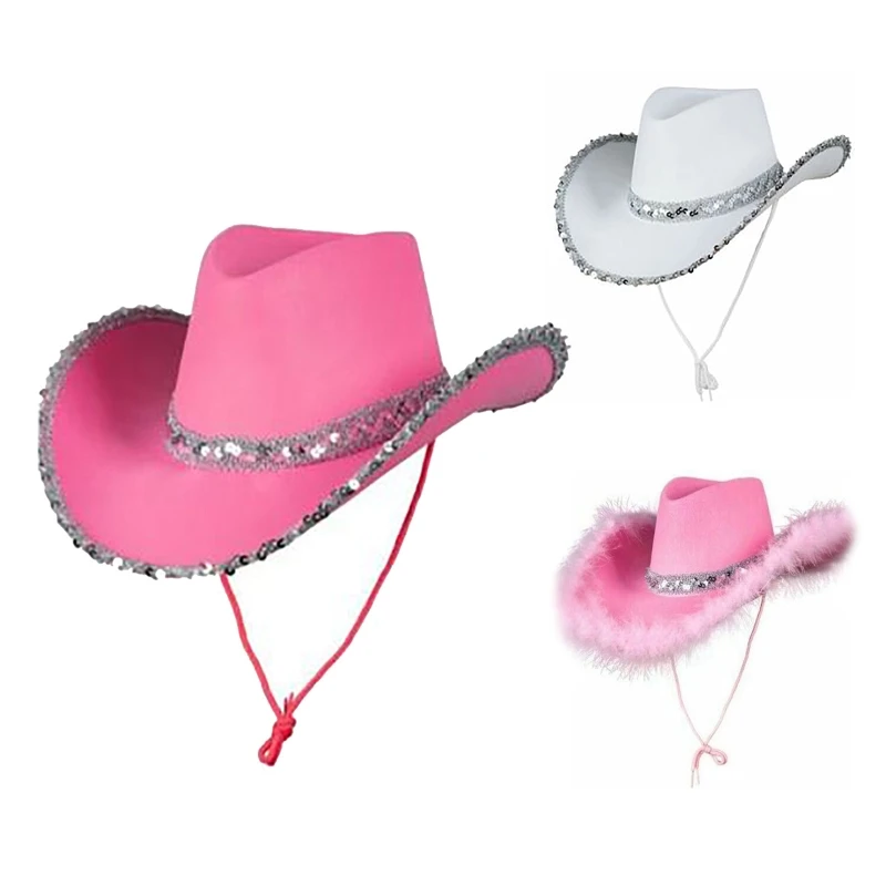 Sequin Cowgirl Hat Women Bachelorette Party Cowboy Hats Party Props Cowgirl Cosplay For Women Party Birthday Party Hats