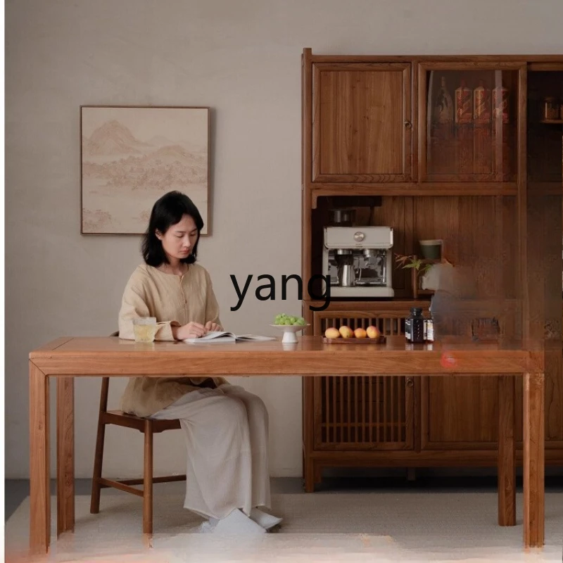 

TGF solid wood new Chinese style calligraphy table large board long desk living room elm double workbench