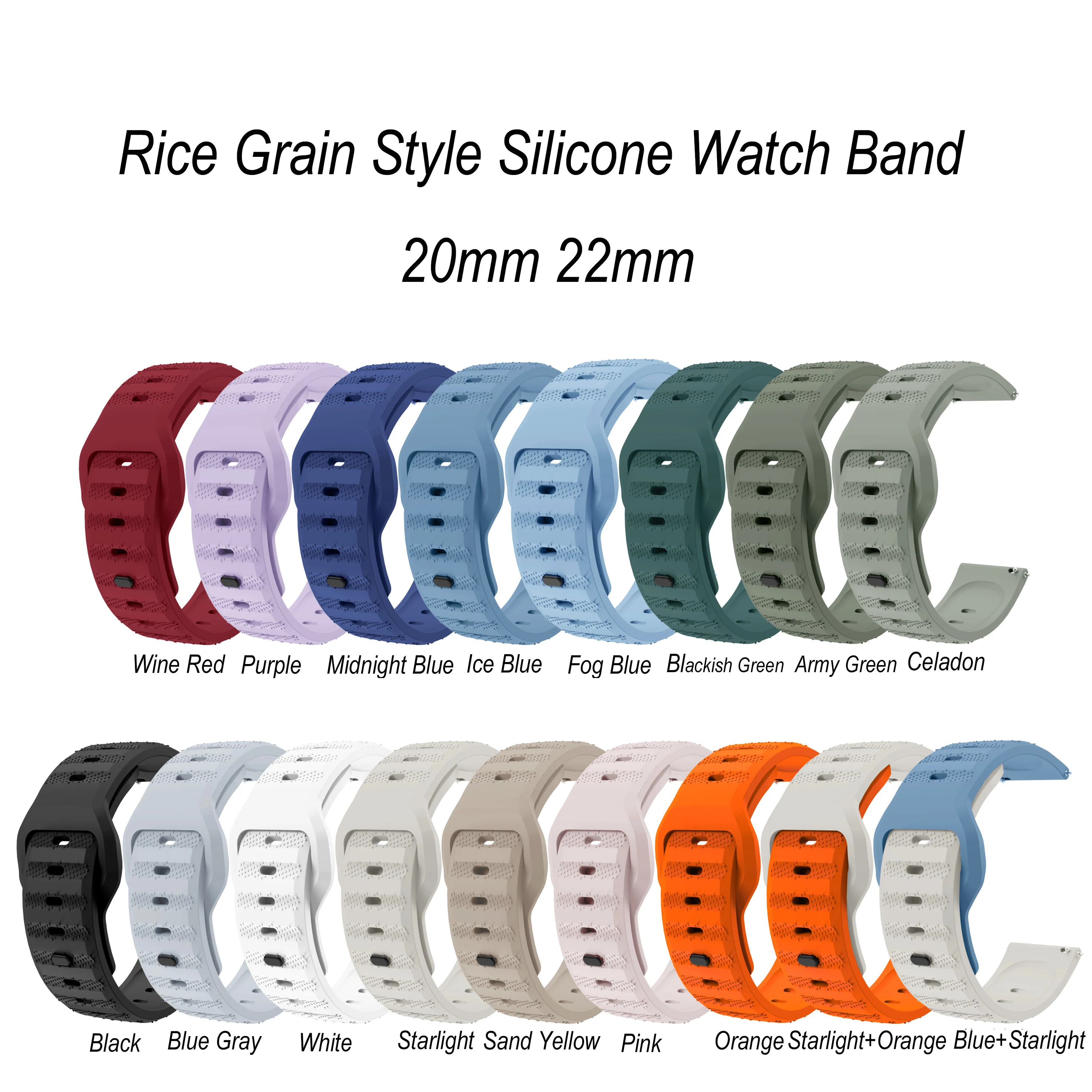 

Fashion Universal Watch Band 20mm 22mm for Huawei Samsung Garmin ,Waterproof Silicone Quick Release Watch strap For Men Women