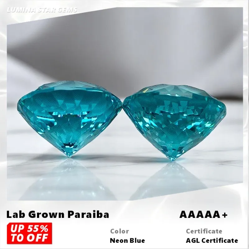 

L-Lab Grown Paraiba Round Cut 100 Faceted Cut Lab Created Sapphire Gemstone Jewelry Making Materials Selectable AGL Certificate