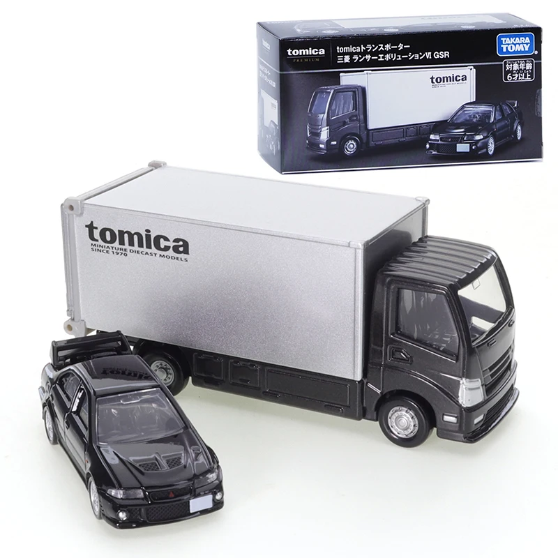 Takara Tomy Tomica Transporter Mitsubishi Lancer Evolution VI GSR Cars Alloy Die-casting Automotive Model Ornaments Cas Toys