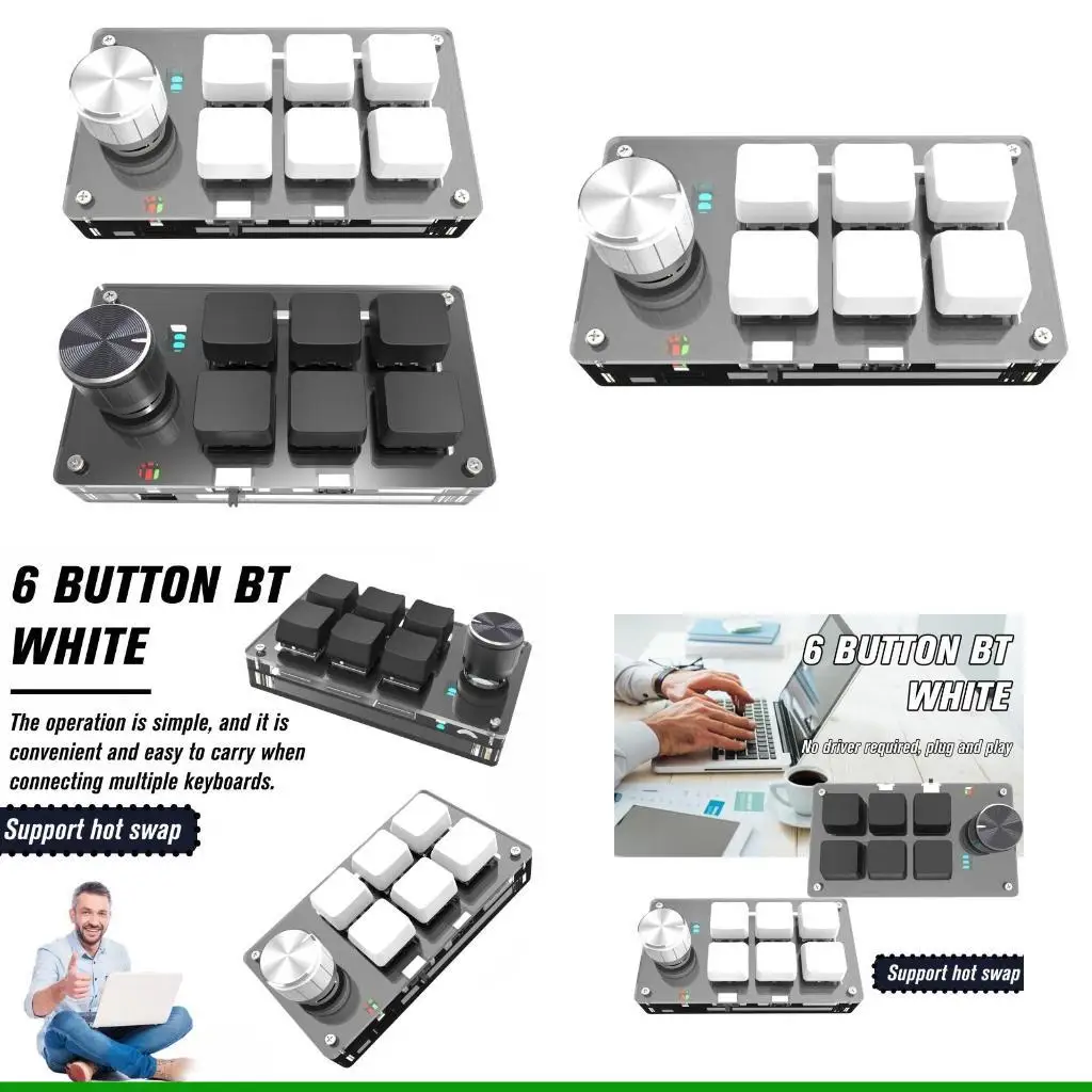 

U55C 6-клавишная USB-клавиатура типа C с ручкой громкости, программируемая механическая клавиатура