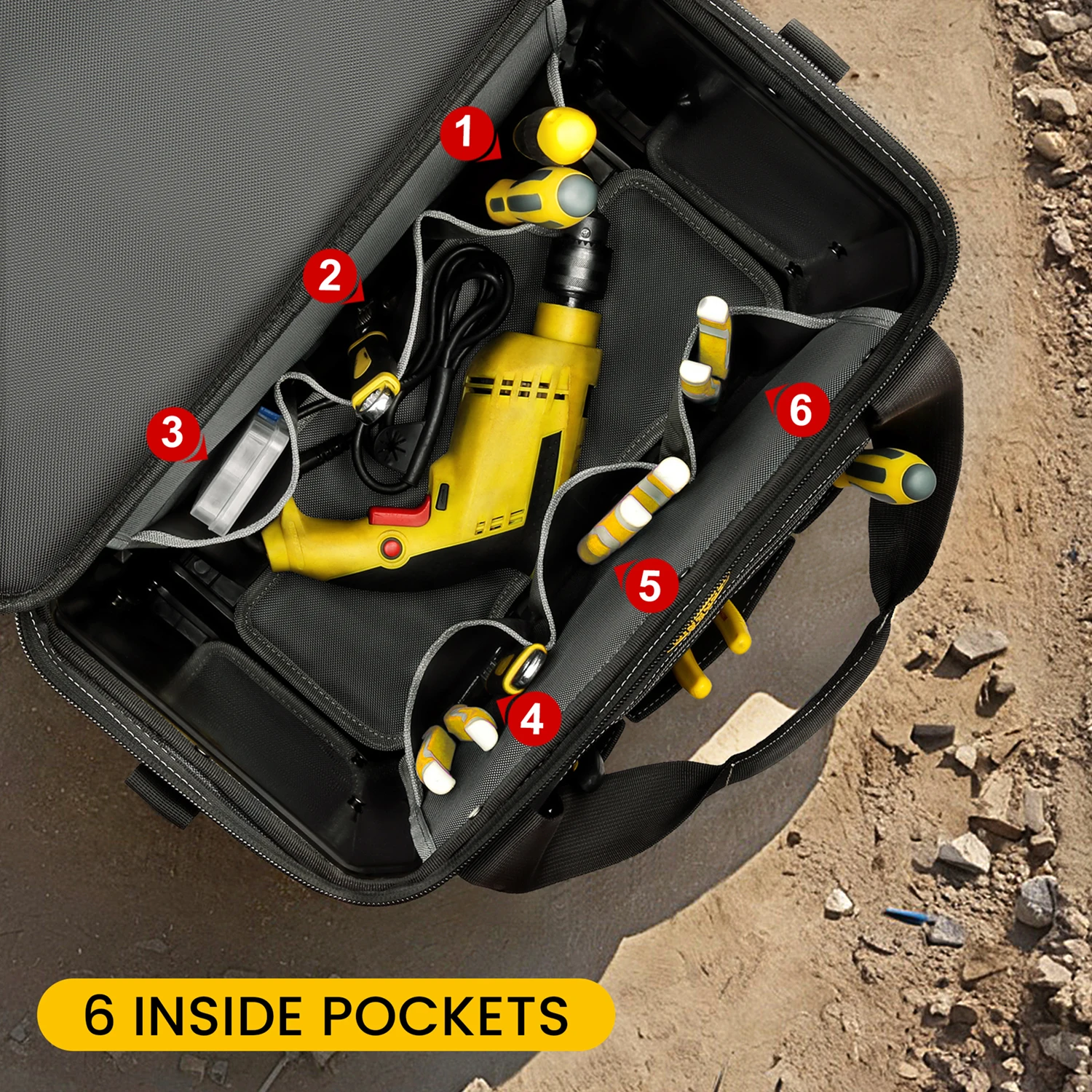 Rolling Tool Bag, Oxford Fabric Material Telescoping Handle, for Electrician Tool Organization Electrician Tool Organization