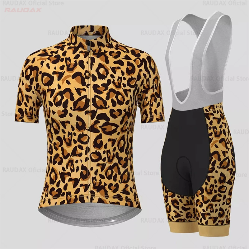 2023 Women Clothing Sets Leopard Print Cycling Jersey Summer Cycling Shorts Woman Clothes Mountain Bike Bicycle Set Sportwear