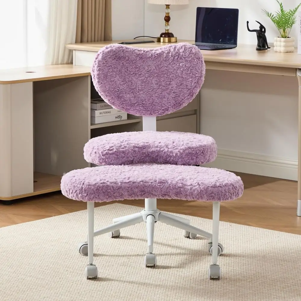 Ergonomic Swivel Meditation Chair with Wheels, Adjustable Height for Office, Yoga, and ADHD, Kneeling Chair with Back Support, V