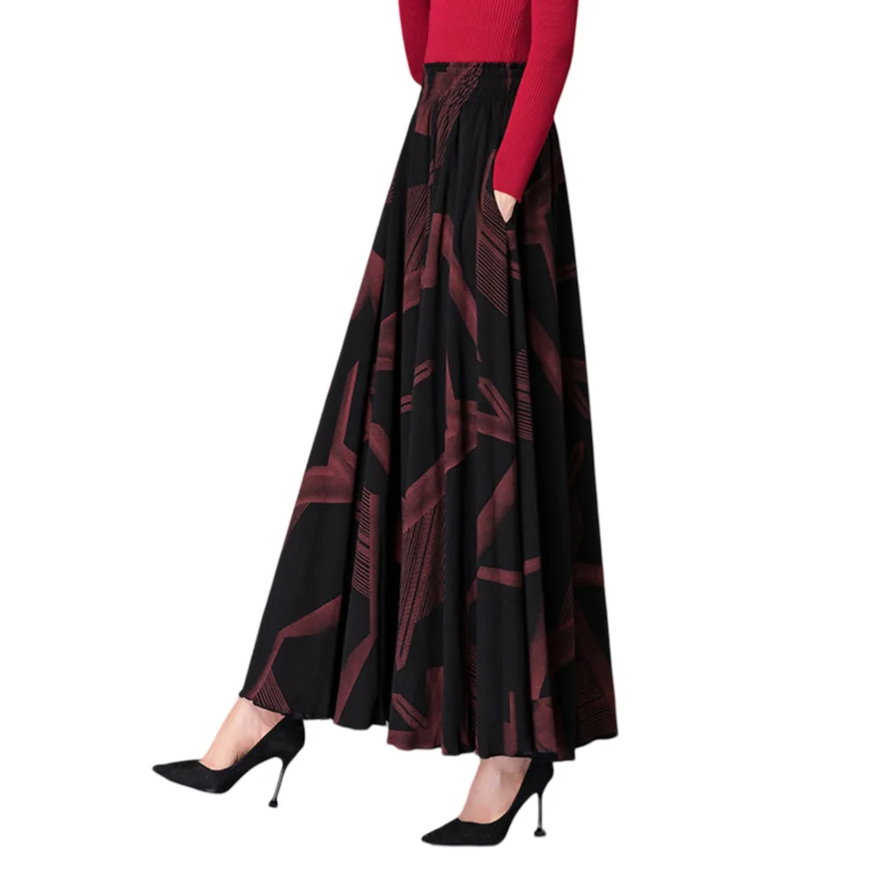 

Everyday Use M Red High Waist Skirt Brand New Floral Skirt For Women A-line Skirt Printed Pattern Microelasticity Fabric