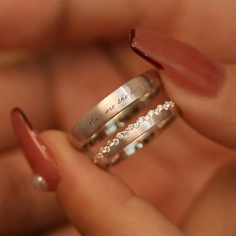Touching True Lovers Rings for Men and Women a Pair of Fashionable Luxury Letters Rings Valentine's Day Gift KOFSAC