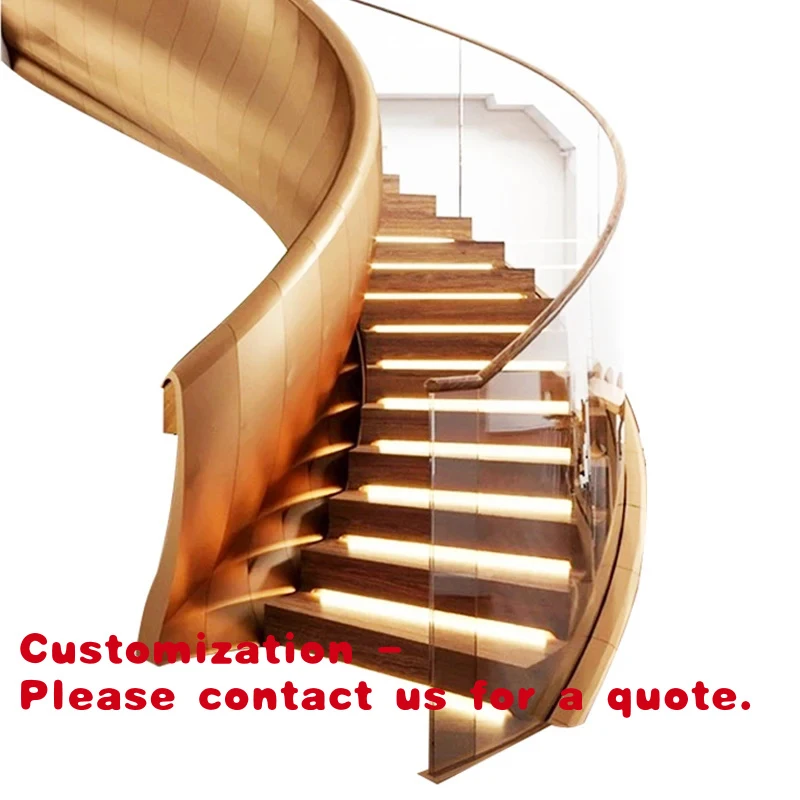 custom.Factory Direct Sale High Quality Modern Durable Luxury Indoor Staircase Curved Glass Handrail Stainless