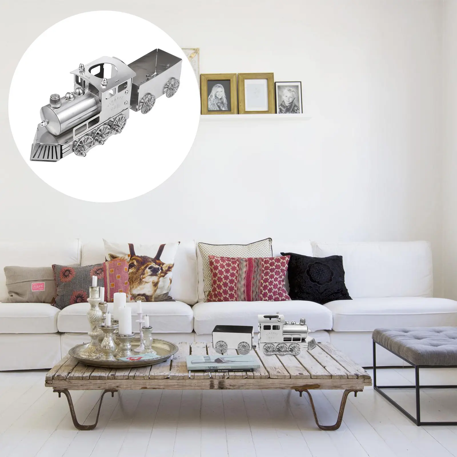

1Set Steam Train Locomotive Compact Retro Style Table Desktop Decoration Rust Resistant Train Adornment