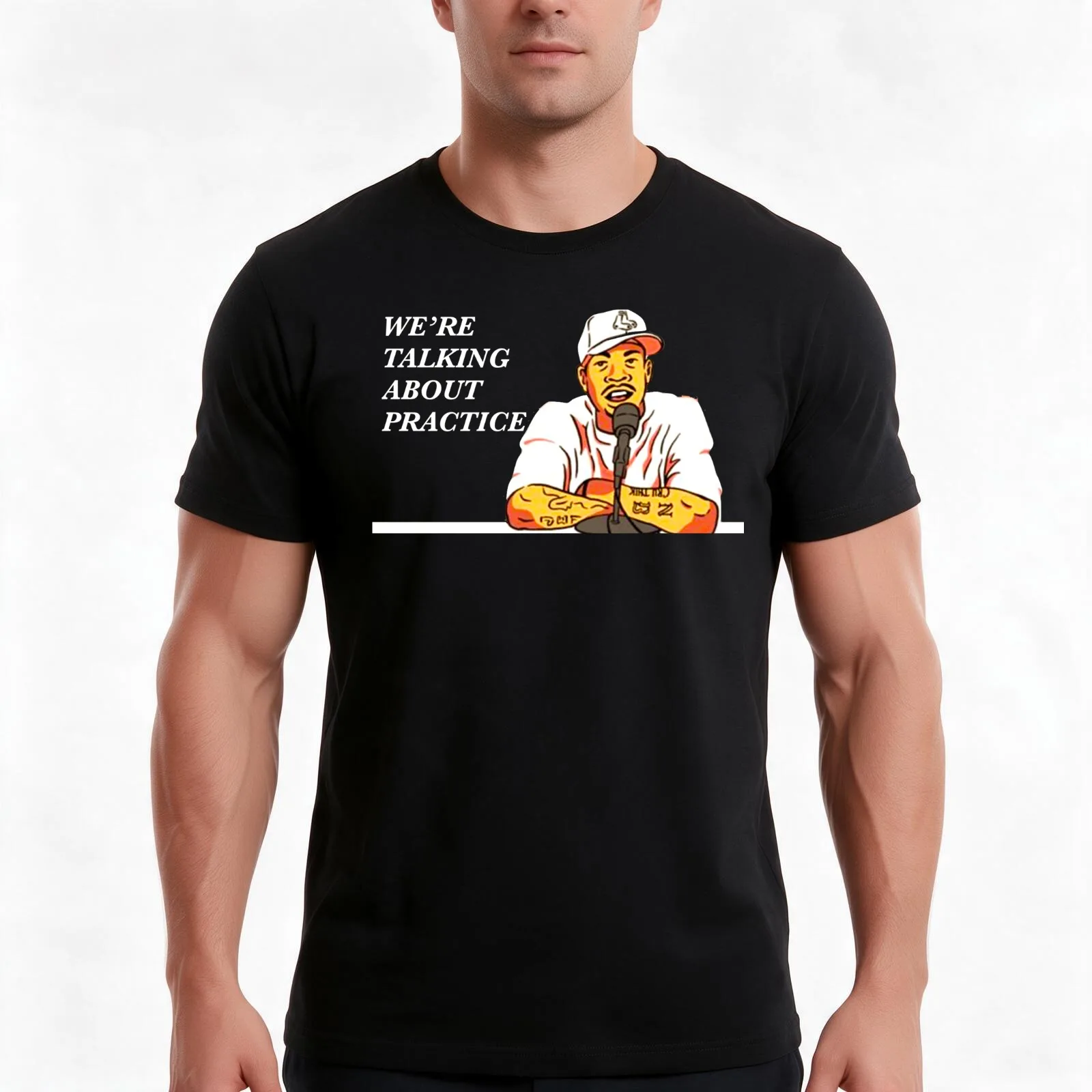 A.I. Talking about practice T-Shirt, Summer Casual Cotton Tee, Oversized Streetwear Tops, Vintage Graphic Print, 100% Cotton